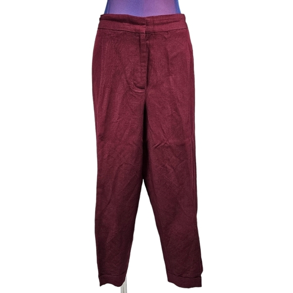 Talbots Signature Burgundy Linen Blend Cropped Pants‎ Size 16 Women's L59 - Picture 10 of 11
